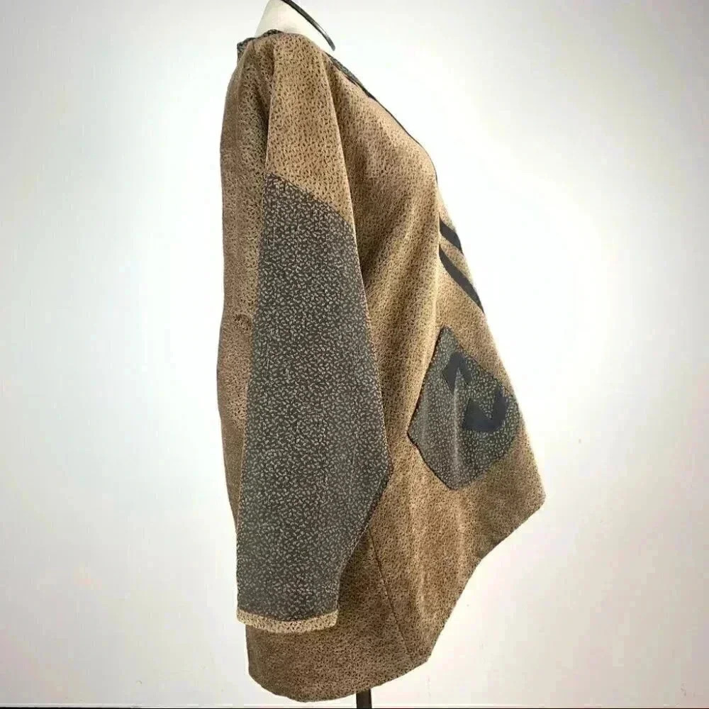 Beppa jacket size M brown black vintage 80s artesian wearable art geometric - Picture 4 of 12